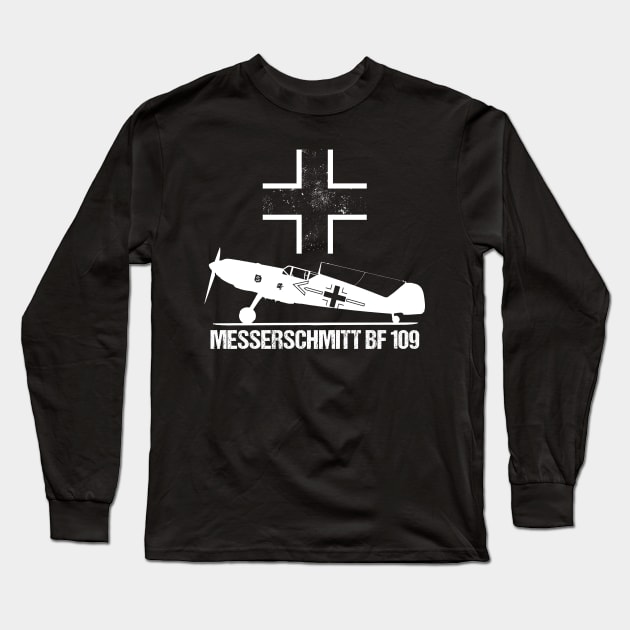 Messerschmitt BF109 Warbird T-Shirt ME109 German WW2 Military Aircraft Long Sleeve T-Shirt by stearman